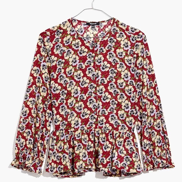 Madewell Drawstring Ruffle-Hem Top - Picture 7 of 7